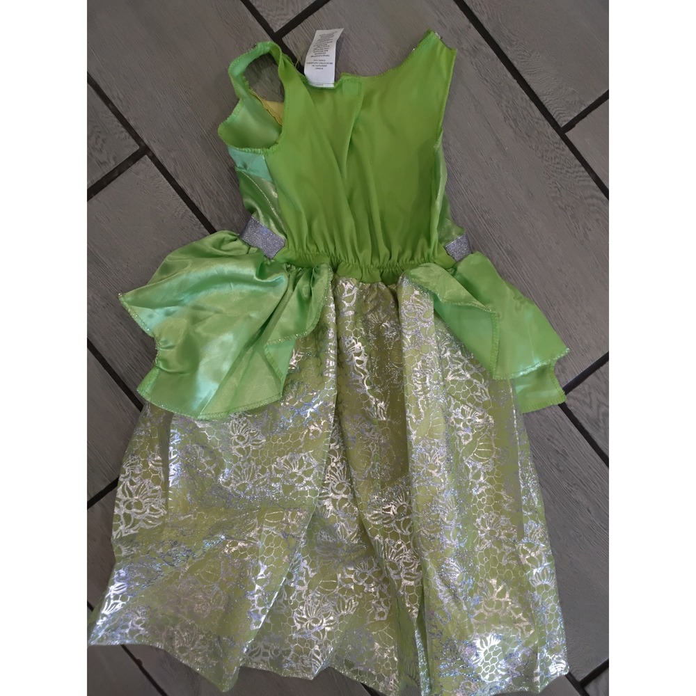 Disney Princess Tiana Costume Dress Girls 4-6X Green Silver Sequin Jakks Pacific - Picture 4 of 4